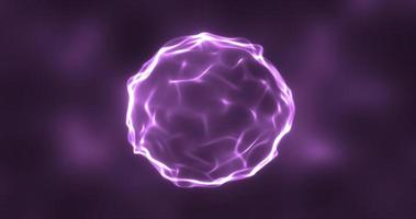 Abstract purple energy round sphere glowing with particle waves hi-tech digital magic abstract background photo