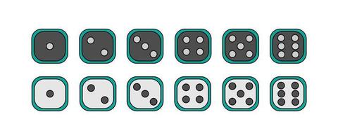 vector illustration icons with a side of a cube for craps or poker