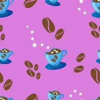 vector illustration seamless pattern coffee grains and cup of coffee