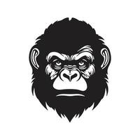 monkey, logo concept black and white color, hand drawn illustration vector