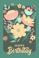 Happy Birthday Floral Greeting Card vector