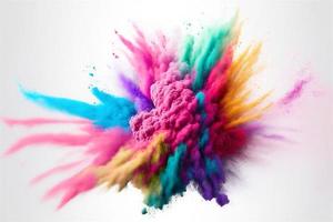 Colorful mixed rainbow powder explosion isolated on white background. photo
