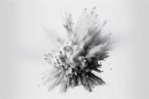 Monochrome gray freeze powder explosion isolated on white background. photo