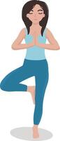 Picture of woman on sport wear doing yoga mesitation namaste vector illustration