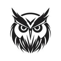 owl, logo concept black and white color, hand drawn illustration vector