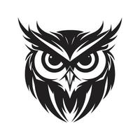 owl, logo concept black and white color, hand drawn illustration vector