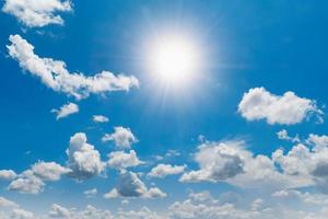 blue sky with white cloud and sunshine photo
