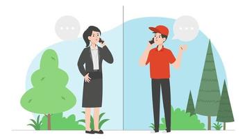 levering Mens pratend Aan de telefoon met klanten video