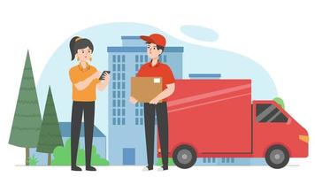 Delivery personnel are on the way to deliver the goods and there is a service to collect money on delivery video