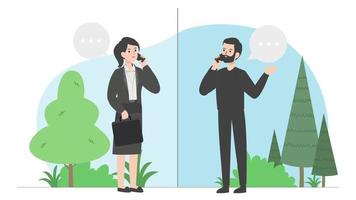 zakenman pratend Aan de telefoon met zijn klanten video