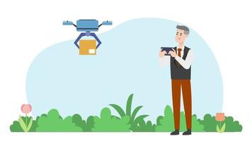 Geschäftsmann mit ein Drohne zu liefern Unterlagen video