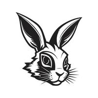 rabbit, logo concept black and white color, hand drawn illustration vector