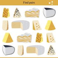 Find Pairs For Cheese. Children's Educational Game vector