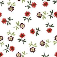 Cute flower seamless pattern in simple style. Hand drawn floral endless background. vector