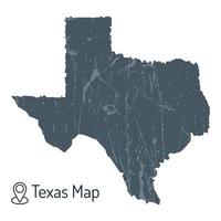 Texas Map Vector Icon With Grunge Texure On White Background, Map of Texas Vector Icon, Dark Blue Color