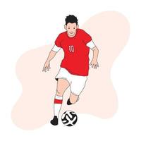 a man playing football wearing a red jersey vector