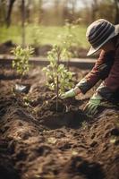 Planting Trees for a Sustainable Future. Community Garden and Environmental Conservation - Promoting Habitat Restoration and Community Engagement on Earth Day photo