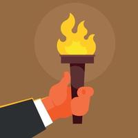 A Burning Torch In Hand, Isolated On Transparent Background. vector