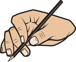 Writing With A Pencil, Hand Gesture, Isolated On Transparent Background. vector