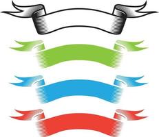 Scroll Banner In Black, Green, Blue, And Red Color, Isolated On Transparent Background. vector