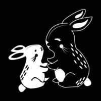 Hare Mom and son Vector Art Design