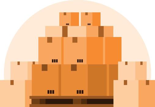 Cardboard Boxes, Vector Image, Isolated On Transparent Background.