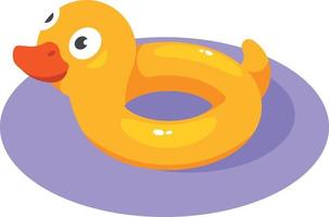 A Rubber Duck Toy Is Floating In The Water, Isolated On Transparent Background. vector