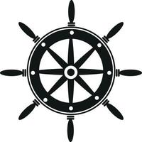 Vector Silhouette Of A Ship'S Steering Wheel, Isolated On Transparent Background.