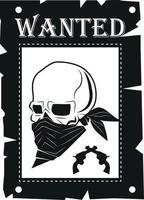 A Bandit'S Skull On A Wanted Poster, Isolated On Transparent Background. vector