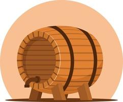 Vector Image Of A Wooden Barrel For A Wine Cellar, Isolated On Transparent Background.