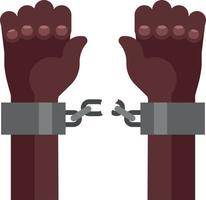 Broken Shackles On Black Hands, Isolated On Transparent Background. vector