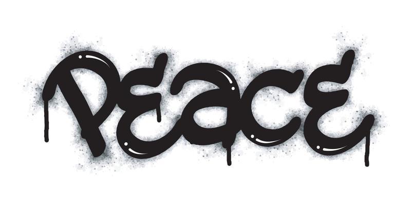 graffiti peace word and symbol sprayed in black