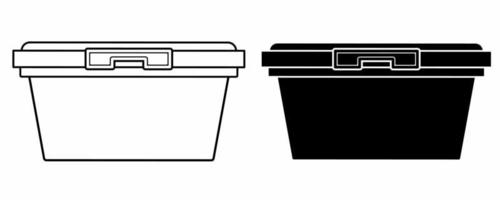 contorno silueta comida envase icono conjunto aislado en blanco antecedentes vector