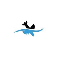 glaring logo design icon of a plane crashing into a sinking sea vector