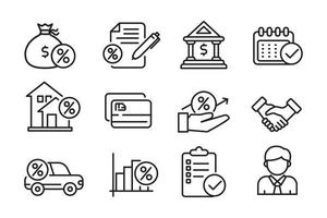 Set of loan icons in linear style isolated on white background vector