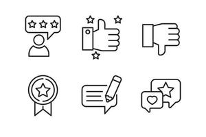 Set of review and feedback icons in linear style isolated on white background vector
