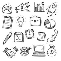 Set of business doodle vector illustrations isolated on white background