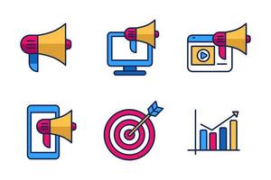 Digital marketing icons in colorful style isolated on white background vector