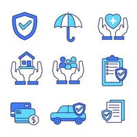 Set of insurance icons in linear color design isolated on white background vector