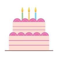 Birthday cake with candles cartoon. vector