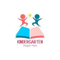 Preschool, kindergarten, playgroup logo icon design template. Children school vector illustration