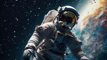 Space suits isolated on space background. . photo