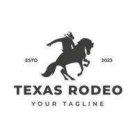 retro rodeo logo con ecuestre silueta. salvaje Oeste Clásico rodeo insignia. vector ilustración.