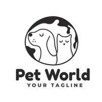 Cute cat and dog pets design inspiration abstract globe map background. Design Concept, Creative Symbol, Icon vector