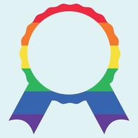 Badge with ribbons in lgbt colors. vector