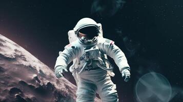 Space suits isolated on space background. . photo