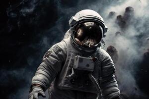 Space suits isolated on space background. . photo