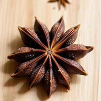 Dried star anise spice top view photo