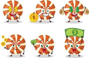 espiral caramelo dibujos animados personaje con linda emoticon traer dinero vector