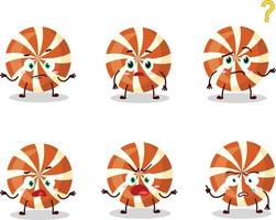 Cartoon character of spiral candy with what expression vector